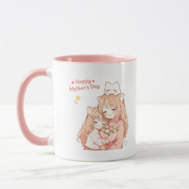 Glücklicher Muttertag Becher – Süße Katze & Blumen Tasse