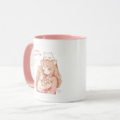 Glücklicher Muttertag Becher – Süße Katze & Blumen Tasse (Vorderseite Links)