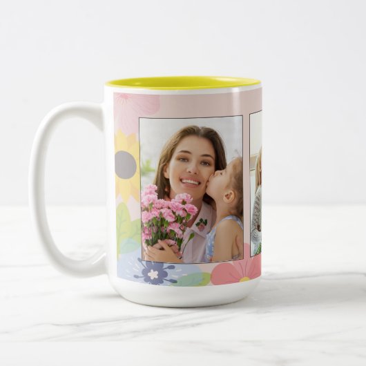 Glücklicher Muttertag, beste Mama Zweifarbige Tasse (Links)