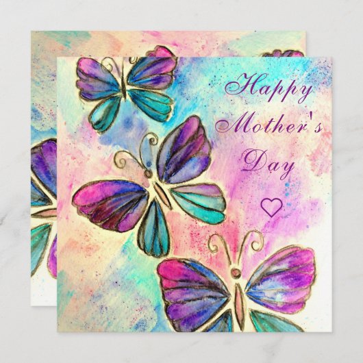 Glücklicher Muttertag - farbenfrohe Schmetterlinge (Vorne/Hinten)