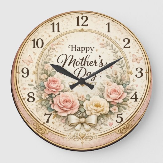 Glücklicher Muttertag Florale Dekorative Wanduhr (Vorderseite)