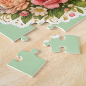 Glücklicher Muttertag floraler Kranz, Salbeigrün P Puzzle (Seite)