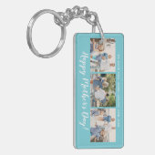Glücklicher Muttertag Foto Collage Custom Aqua Blu Schlüsselanhänger (Vorderseite links)