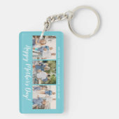 Glücklicher Muttertag Foto Collage Custom Aqua Blu Schlüsselanhänger (Rückseite)
