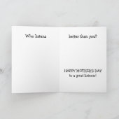 Glücklicher Muttertag für einen guten Zuhörer Karte (Innenseite)