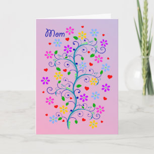 Glücklicher Muttertag für Mama mit Blume und Herz Karte