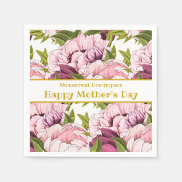 Glücklicher Muttertag Gold Name Rosa Peony Floral Serviette