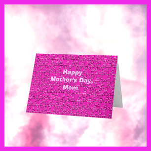 Glücklicher Muttertag Hot Pink Jigsaw Puzzle Gruß Karte
