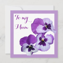 Glücklicher Muttertag hübsche lila Pansie blumig Karte