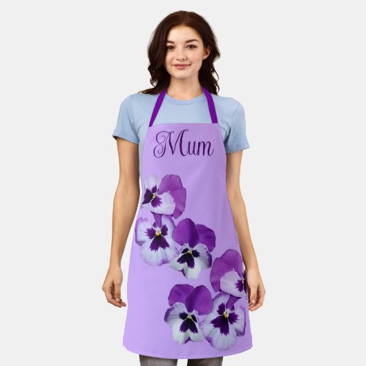 Glücklicher Muttertag hübschen lila Stiefmütterche Schürze (Getragen)