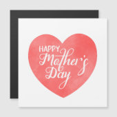 Glücklicher Muttertag im rosa Herz, Aquarellherz Magnetkarte (Vorne/Hinten)