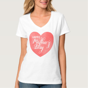 Glücklicher Muttertag im rosa Herz, Aquarellherz T-Shirt