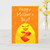 Glücklicher Muttertag, Karte mit Küken (Gelbe Blume)