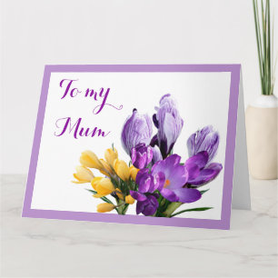 Glücklicher Muttertag lila gelber Crocus floraler  Karte