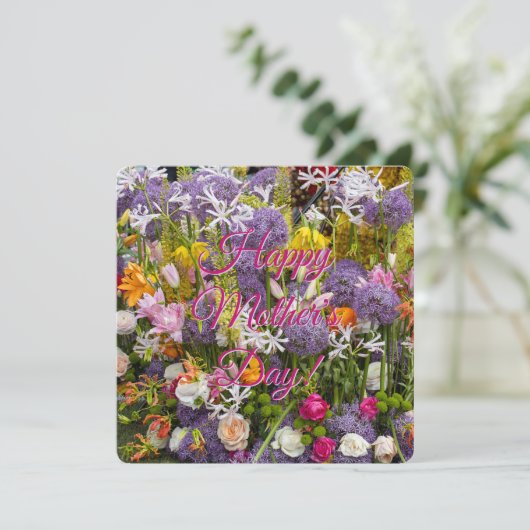 Glücklicher Muttertag mit Blume Ankündigung (Stehend Vorderseite)