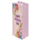 Glücklicher Muttertag mit Blume Geschenktüte Für Weinflaschen (Rückseite Schrägansicht)