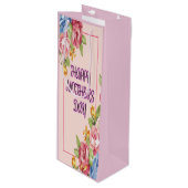 Glücklicher Muttertag mit Blume Geschenktüte Für Weinflaschen (Vorderseite Schrägansicht)
