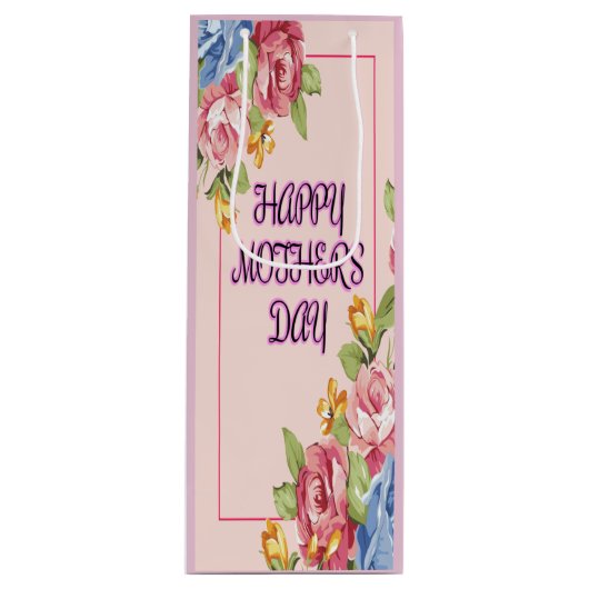 Glücklicher Muttertag mit Blume Geschenktüte Für Weinflaschen (Vorderseite)