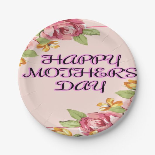 Glücklicher Muttertag mit Blume Pappteller (Vorderseite)