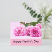 Glücklicher Muttertag mit einem Haufen rosa Rosen Postkarte (Stehend Vorderseite)