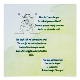 Glücklicher Muttertag mit einem originellen Gedich Poster