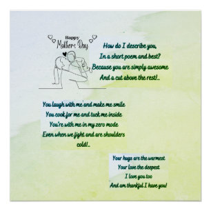 Glücklicher Muttertag mit einem originellen Gedich Poster
