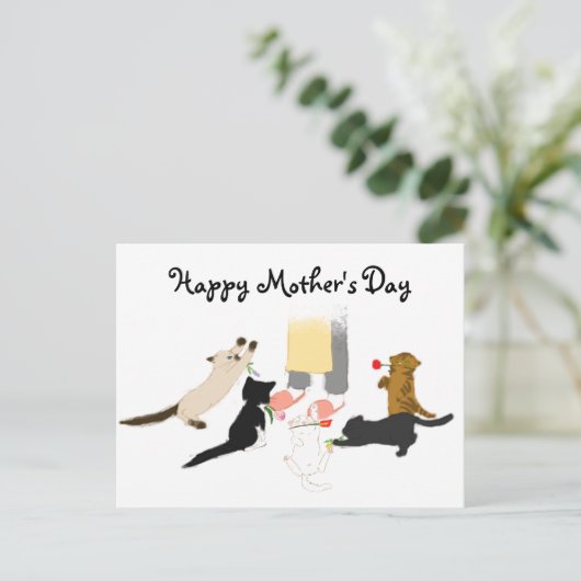 Glücklicher Muttertag mit Kitty. Postkarte (Stehend Vorderseite)