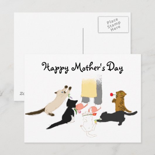 Glücklicher Muttertag mit Kitty. Postkarte (Vorne/Hinten)