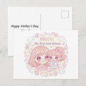 Glücklicher Muttertag mit niedlichem Animationsdes Feiertagspostkarte (Vorne/Hinten)