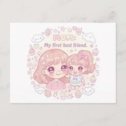 Glücklicher Muttertag mit niedlichem Animationsdes Feiertagspostkarte (Vorderseite)