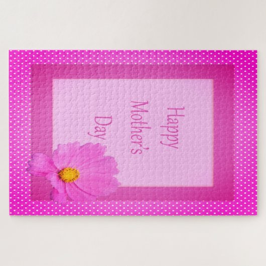 Glücklicher Muttertag mit rosa Blume Puzzle (Horizontal)