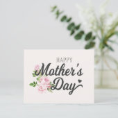 Glücklicher Muttertag mit rosa Rosen | Postkarte (Stehend Vorderseite)
