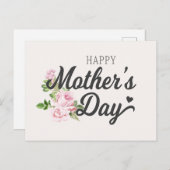 Glücklicher Muttertag mit rosa Rosen | Postkarte (Vorne/Hinten)