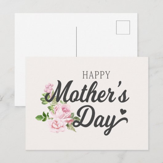 Glücklicher Muttertag mit rosa Rosen | Postkarte (Vorne/Hinten)