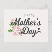 Glücklicher Muttertag mit rosa Rosen | Postkarte (Vorderseite)