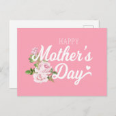 Glücklicher Muttertag mit rosa Rosen | Postkarte (Vorne/Hinten)