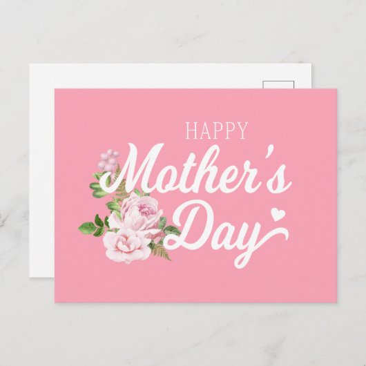 Glücklicher Muttertag mit rosa Rosen | Postkarte (Vorne/Hinten)