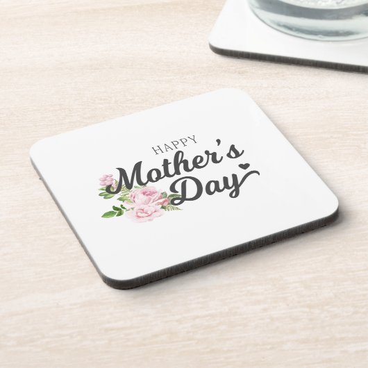 Glücklicher Muttertag mit rosa Rosen | UNTERSETZER (Linke Seite)