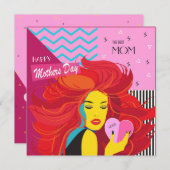 Glücklicher Muttertag! Modernes Design & Wunschte Einladung (Vorne/Hinten)