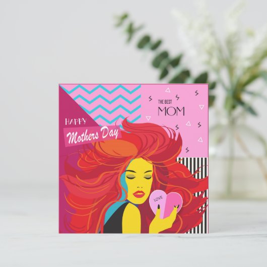 Glücklicher Muttertag! Modernes Design & Wunschte Einladung (Stehend Vorderseite)