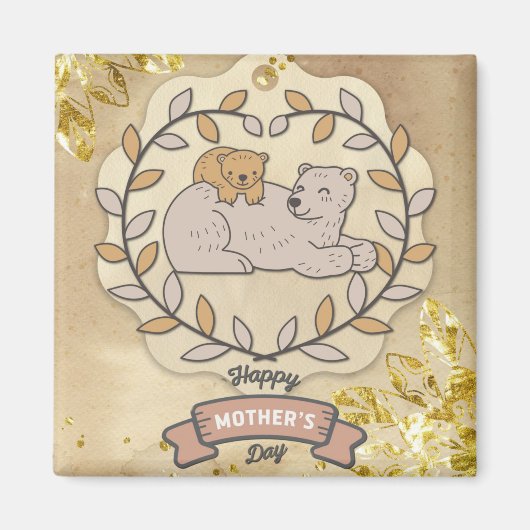 Glücklicher Muttertag Niedlich Spaß Bären und Cup Magnet (Vorne)