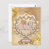 Glücklicher Muttertag Niedlich Spaß Bären und Cup Postkarte (Vorne/Hinten)