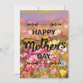 Glücklicher Muttertag Rosa Wilde Blume Feld 2025 Feiertagskarte