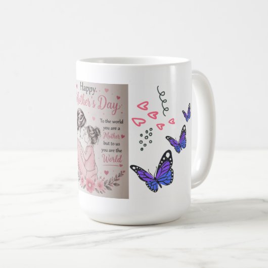 Glücklicher Muttertag Schmetterling Tasse (VorderseiteRechts)