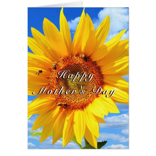 Glücklicher Muttertag Sonnenblumen und Bienen auf (Vorne)