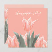 Glücklicher Muttertag! Stilvolle Peach Tulips Blum Einladung (Vorne/Hinten)