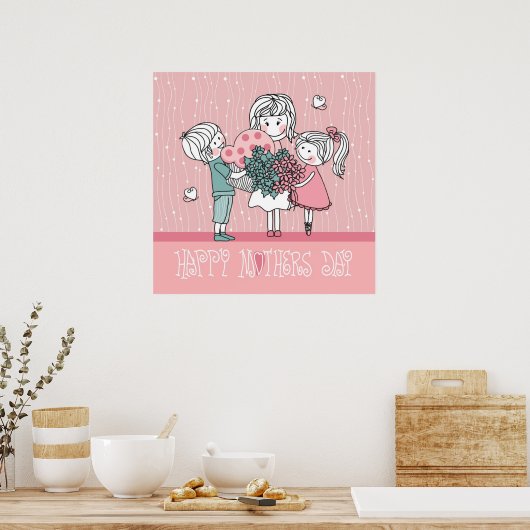 Glücklicher Muttertag und Kinder Poster (Küche)