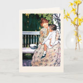 Glücklicher Muttertag Vintag Mutter und Kind Karte (Gelbe Blume)