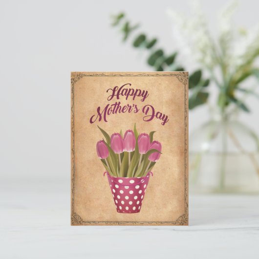 Glücklicher Muttertag Vintag Postkarte (Stehend Vorderseite)