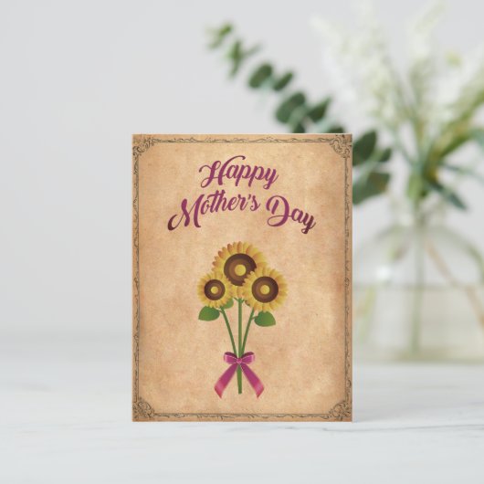 Glücklicher Muttertag Vintag Postkarte (Stehend Vorderseite)